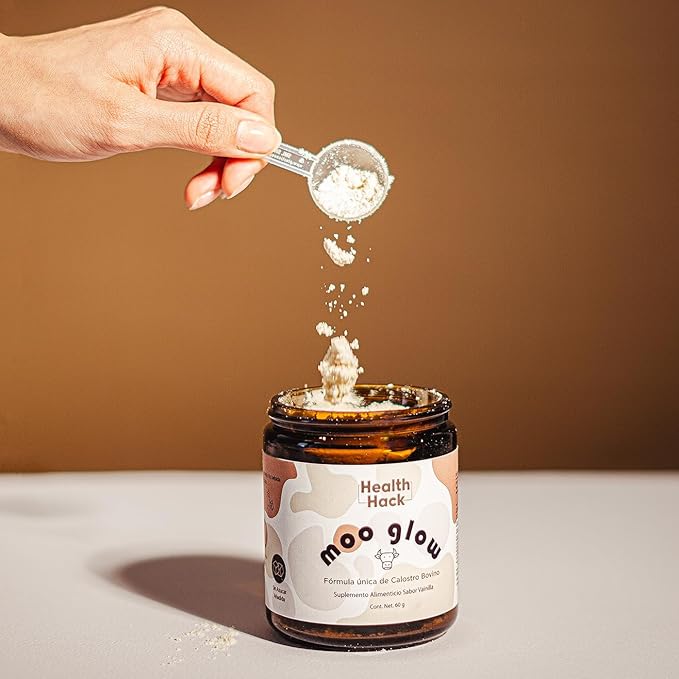 Moo Glow Calostro Bovino 60 g | 40% Inmunoglobulinas para Inmunidad y Bienestar