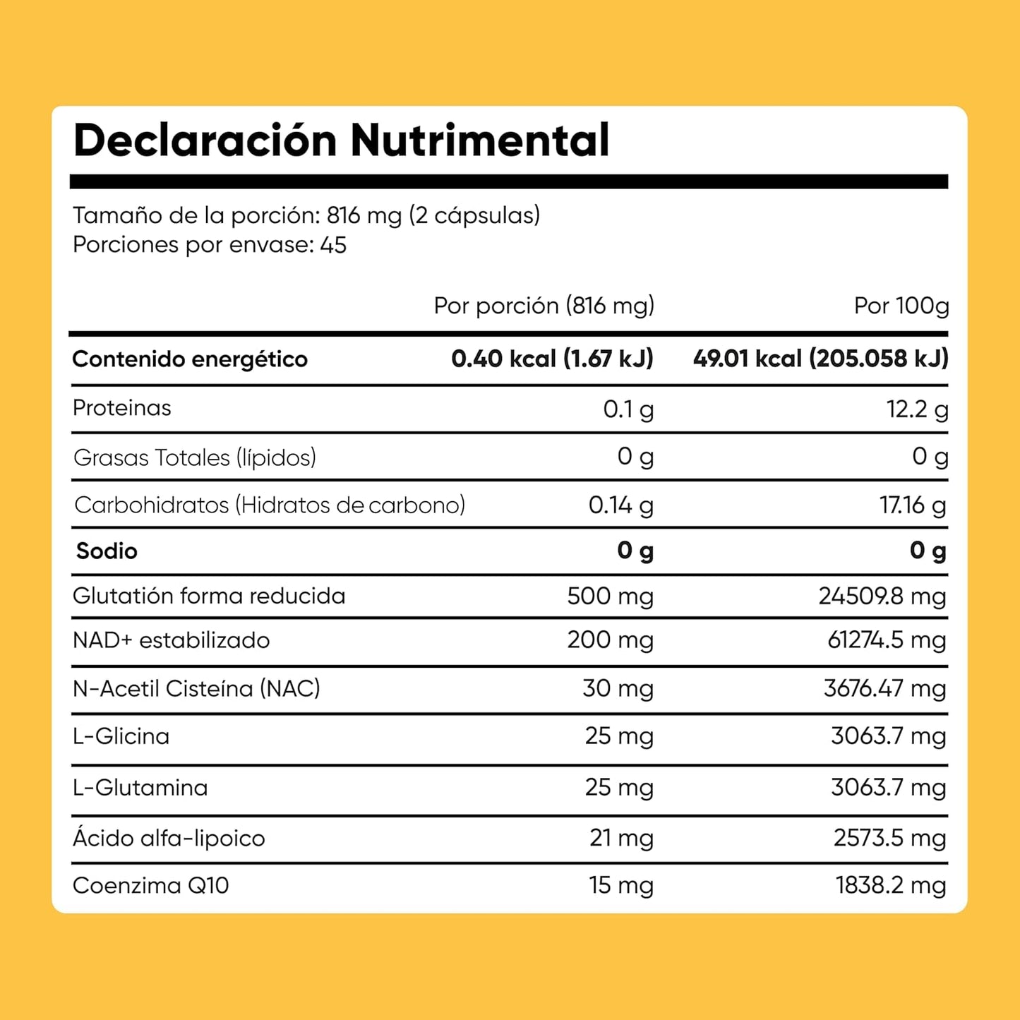 Glutatión 500 mg + NAD+ 200 mg con NAC, Ácido Alfa-Lipoico y CoQ10 | Suplemento Antioxidante en Cápsulas Veganas | Glicina y Glutamina para Bienestar Integral y Energía Celular | Homodeus