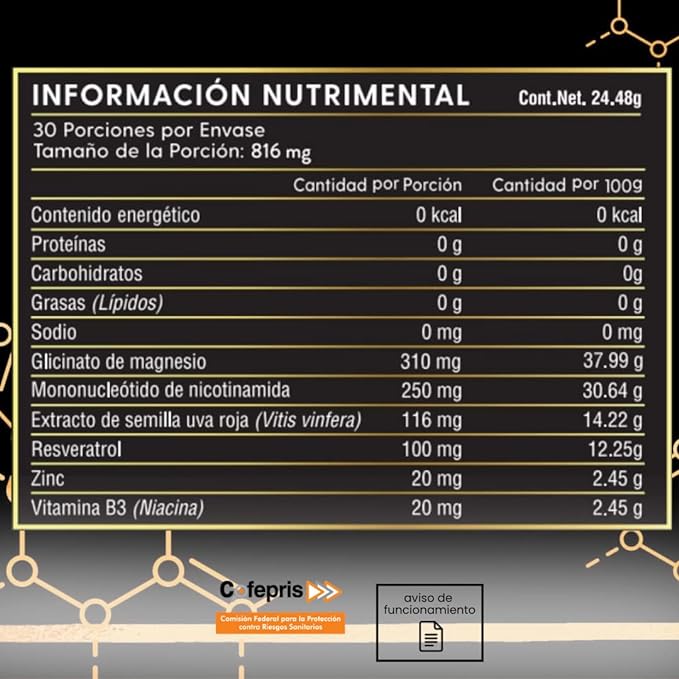 NMN + Resveratrol Premium 60 Cáps | Aumenta NAD+, Energía y Antienvejecimiento con Magnesio y Zinc