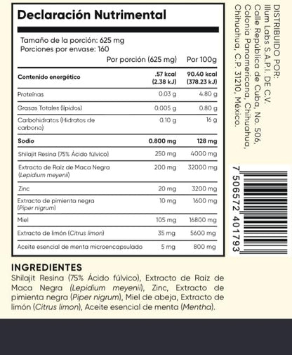Himalaya Shilajit con Maca Negra,Zinc, Miel, Pimienta Negra, Limón y Menta 100 g