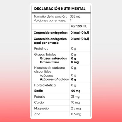 Bebida Gasificada con Electrolitos Fresa Kiwi | Sin Azúcar, 0 Calorías y Sin Cafeína | 8 Latas de 355 ml para Hidratación y Recuperación Física