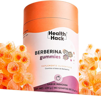 Berberina (Berberis aristata) en Gomitas 500 mg sabor Manzana para Adultos | Con Ácido Alfa Lipoico y Pimienta Negra (Piper nigrum) | Suplemento Alimenticio