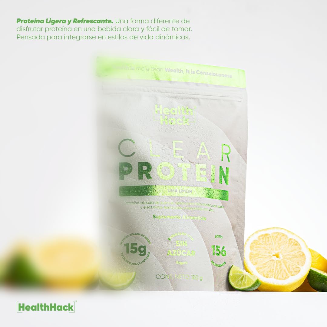 Clear Whey Protein Isolate en Polvo con Electrolitos | 15g Proteína, Zinc, Sodio y Potasio | 10 Porciones para Recuperación e Hidratación