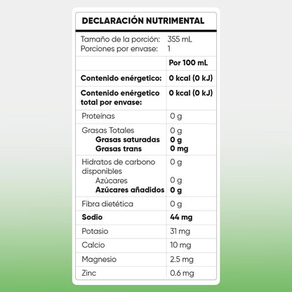 Bebida Gasificada con Electrolitos Lima Limón | Sin Azúcar, 0 Calorías y Sin Cafeína | 8 Latas de 355 ml para Hidratación y Recuperación Física
