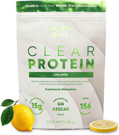 Clear Whey Protein Isolate en Polvo con Electrolitos | 15g Proteína, Zinc, Sodio y Potasio | 10 Porciones para Recuperación e Hidratación