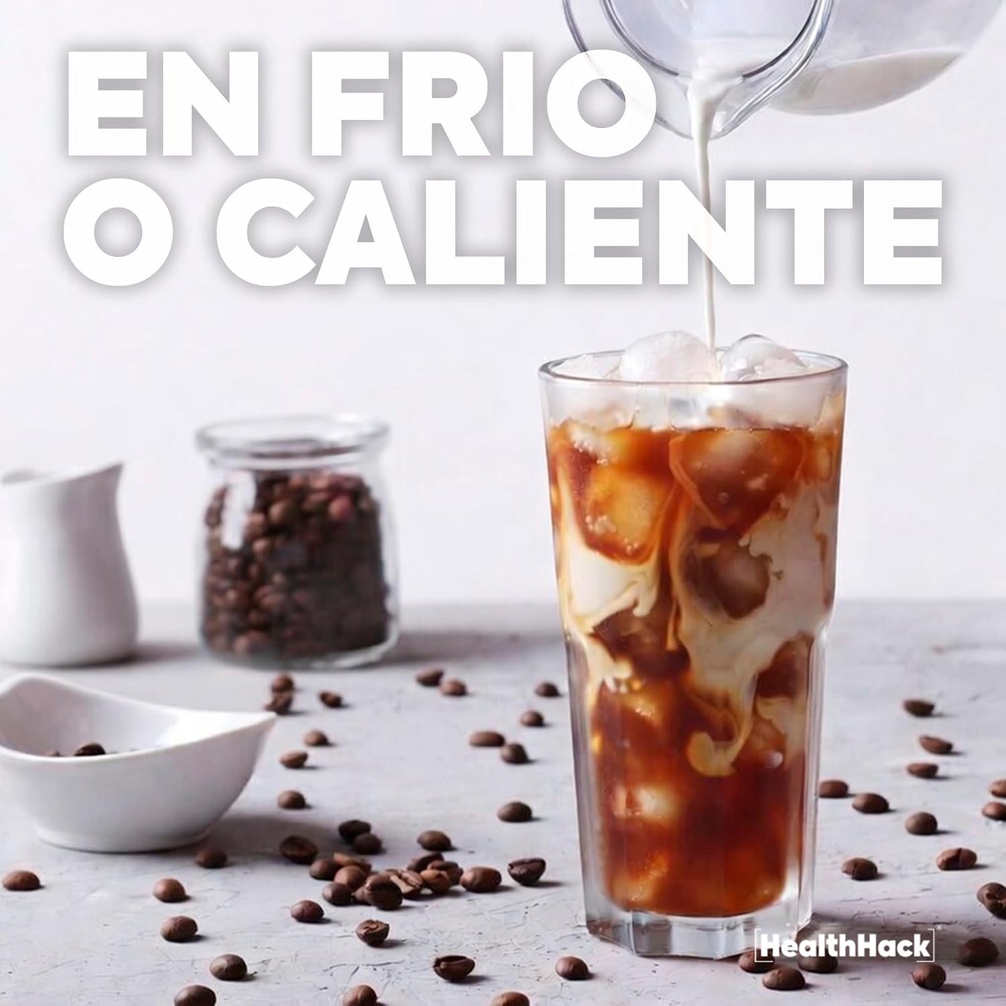 Health Hack Protein Iced Coffee | 12 g Proteína Aislada de Suero, MCT, L-Tirosina y L-Teanina | Polvo Sabor Caramelo 190 g, 10 Porciones para tu Rutina Diaria