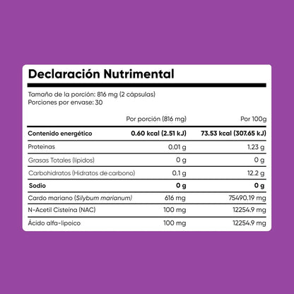 Homodeus Cardo Mariano con NAC y Ácido Alfa Lipoico | 616 mg Silybum Marianum, 100 mg N-Acetil Cisteína, 100 mg ALA | Cápsulas Vegetales para Apoyo Antioxidante y Hepático