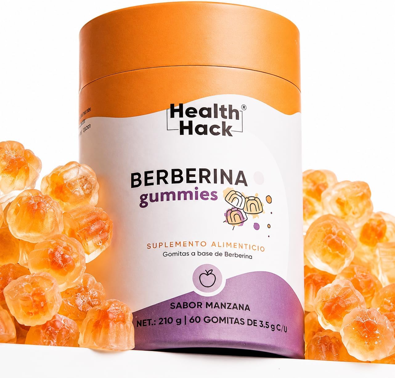Berberina (Berberis aristata) en Gomitas 500 mg sabor Manzana para Adultos | Con Ácido Alfa Lipoico y Pimienta Negra (Piper nigrum) | Suplemento Alimenticio
