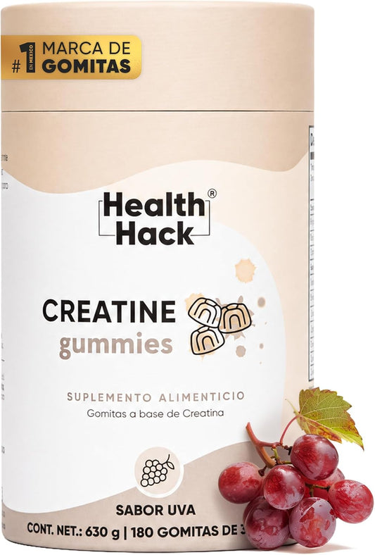 Gomitas de Creatina Monohidratada sabor Uva 5000 mg para Adultos | Con L-tirosina, Sodio, Potasio, Calcio, Magnesio y Zinc | Suplemento Alimenticio
