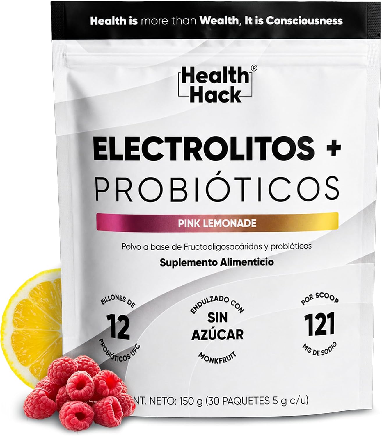 Electrolitos Sin Azúcar + Probióticos | 12 Billones UFC, Sodio, Potasio, Magnesio, Calcio y Zinc | Polvo 30 Porciones Sabor Pink Lemonade para Hidratación Diaria