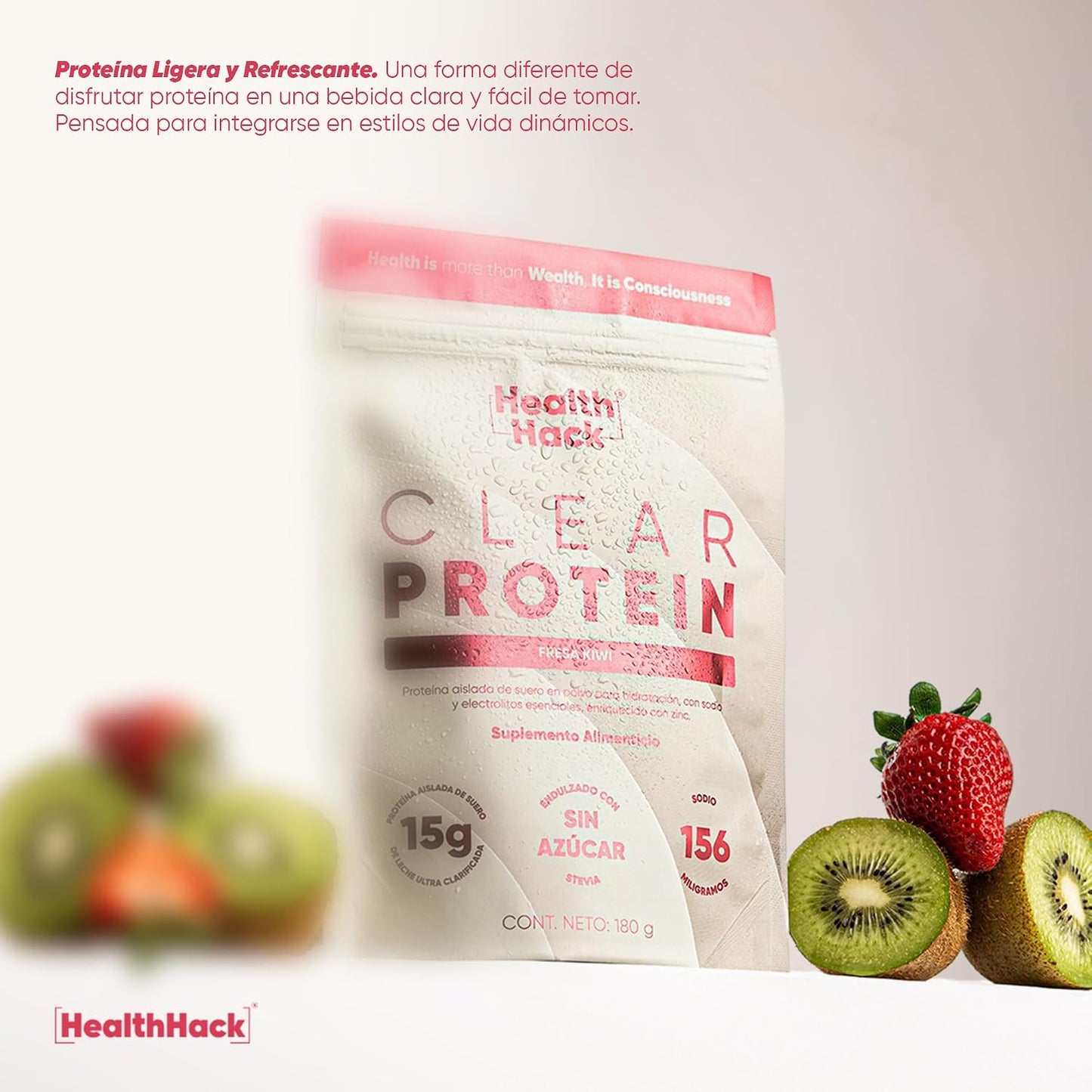 Clear Whey Protein Isolate en Polvo con Electrolitos | 15g Proteína, Zinc, Sodio y Potasio | 10 Porciones para Recuperación e Hidratación