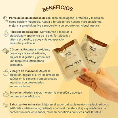 6 Pack - Caldo de Hueso Instantáneo en Polvo Delicioso Bone Broth