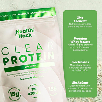 Clear Whey Protein Isolate en Polvo con Electrolitos | 15g Proteína, Zinc, Sodio y Potasio | 10 Porciones para Recuperación e Hidratación