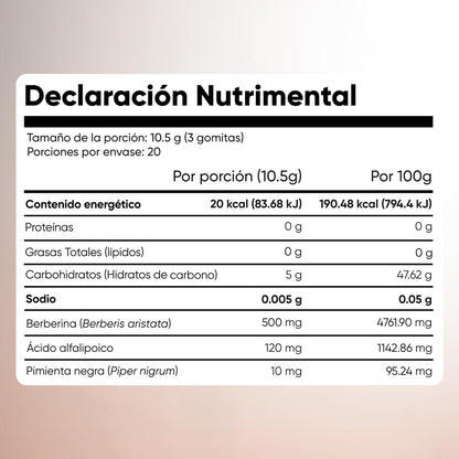 Berberina (Berberis aristata) en Gomitas 500 mg sabor Manzana para Adultos | Con Ácido Alfa Lipoico y Pimienta Negra (Piper nigrum) | Suplemento Alimenticio
