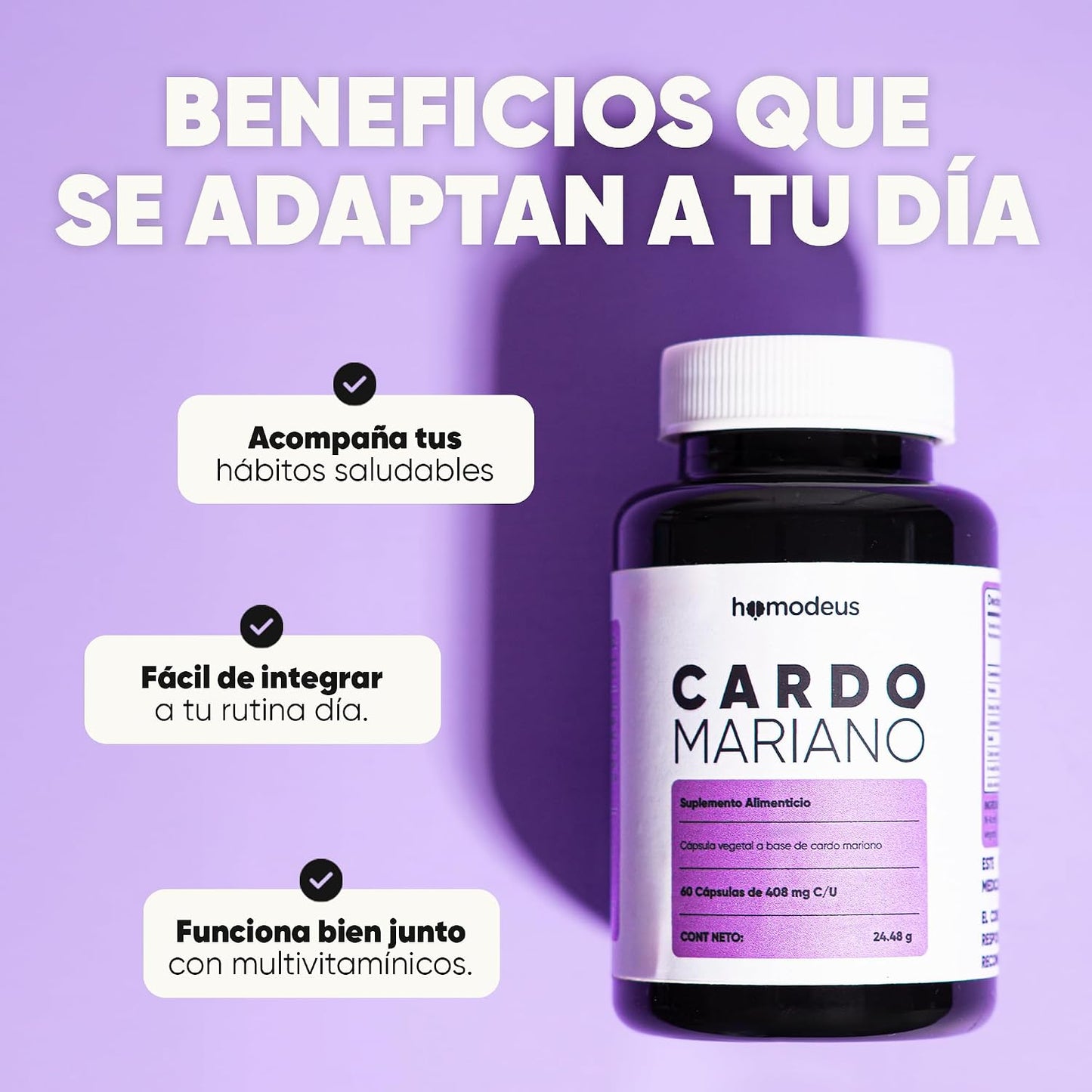 Homodeus Cardo Mariano con NAC y Ácido Alfa Lipoico | 616 mg Silybum Marianum, 100 mg N-Acetil Cisteína, 100 mg ALA | Cápsulas Vegetales para Apoyo Antioxidante y Hepático