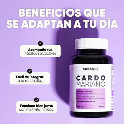 Homodeus Cardo Mariano con NAC y Ácido Alfa Lipoico | 616 mg Silybum Marianum, 100 mg N-Acetil Cisteína, 100 mg ALA | Cápsulas Vegetales para Apoyo Antioxidante y Hepático