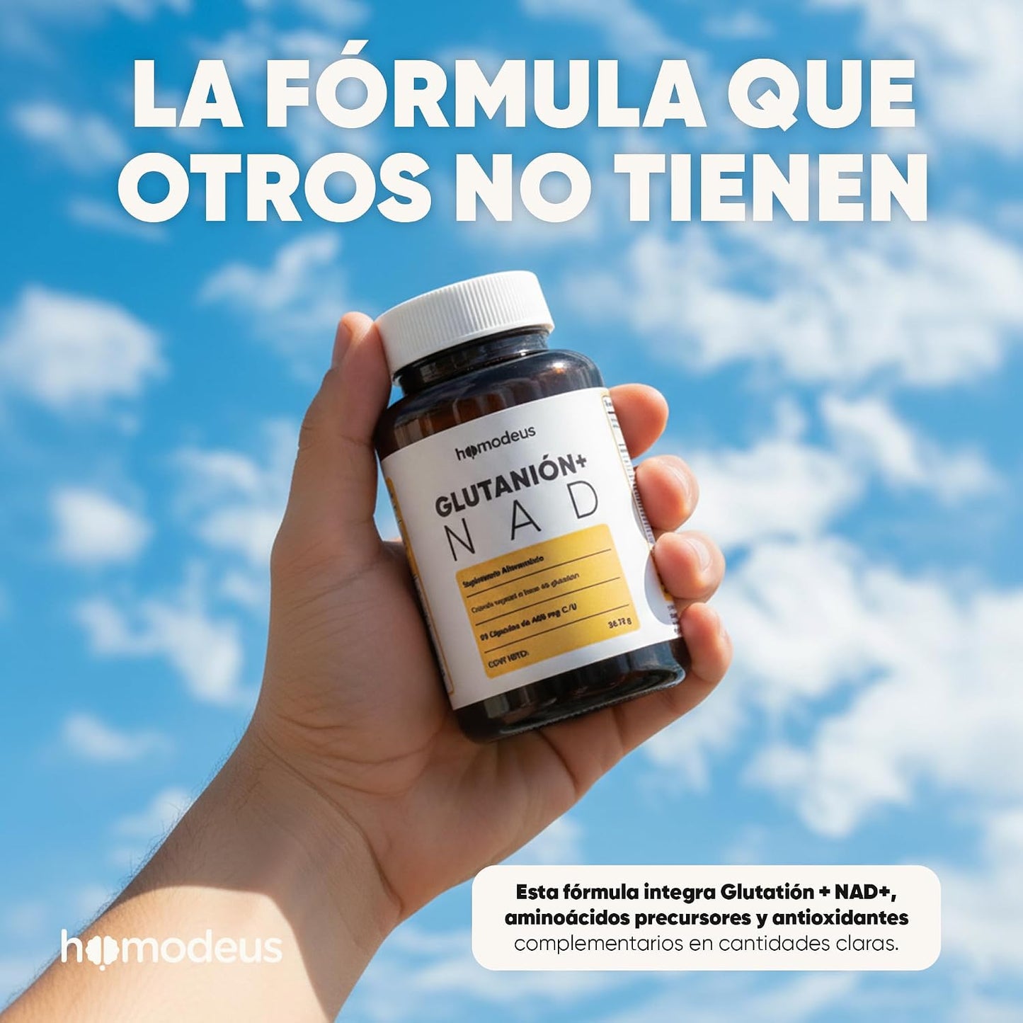 Glutatión 500 mg + NAD+ 200 mg con NAC, Ácido Alfa-Lipoico y CoQ10 | Suplemento Antioxidante en Cápsulas Veganas | Glicina y Glutamina para Bienestar Integral y Energía Celular | Homodeus