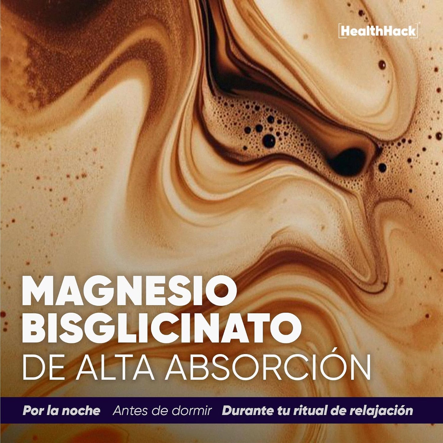 Health Hack Hot Cocoa Noche | Magnesio, GABA, L-Teanina, 5-HTP y Pasiflora | Bebida de Cacao en Polvo Sin Azúcar | 30 Porciones para Relajación y Descanso Nocturno
