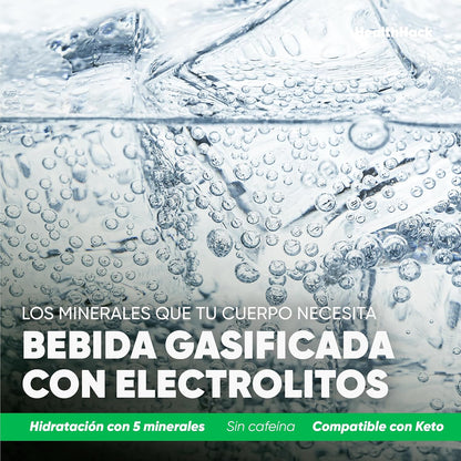 Bebida Gasificada con Electrolitos Lima Limón | Sin Azúcar, 0 Calorías y Sin Cafeína | 8 Latas de 355 ml para Hidratación y Recuperación Física