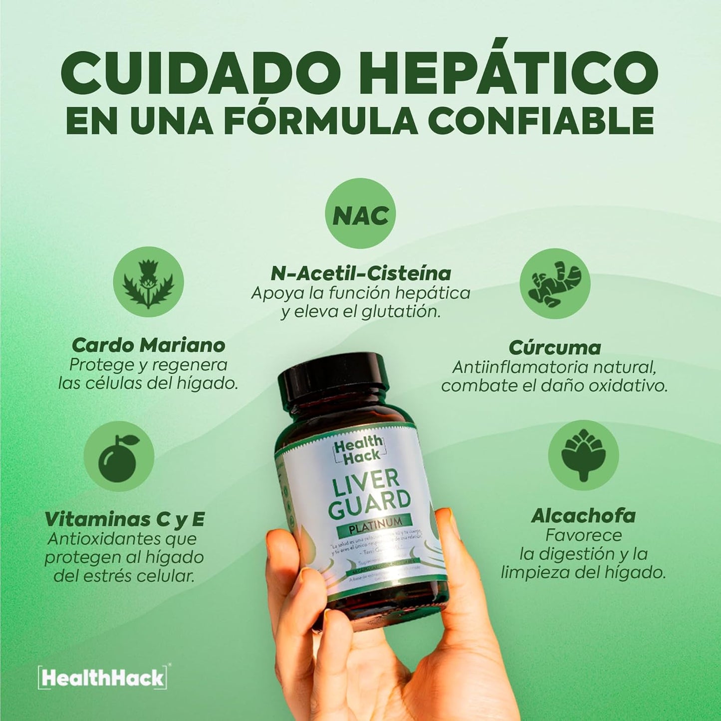 Liver Guard Platinum Suplemento Natural para Bienestar Hepático | 60 Cápsula