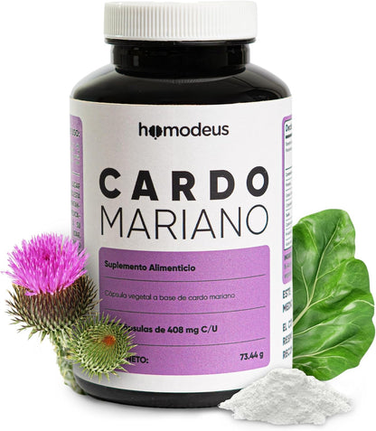Homodeus Cardo Mariano con NAC y Ácido Alfa Lipoico | 616 mg Silybum Marianum, 100 mg N-Acetil Cisteína, 100 mg ALA | Cápsulas Vegetales para Apoyo Antioxidante y Hepático