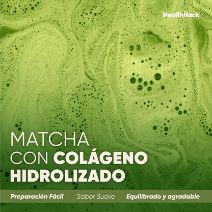 Matcha Ceremonial con Colágeno Hidrolizado en Polvo | 10g Péptidos Tipo I y III, 120mg Ácido Hialurónico, 100mg L-Teanina, Vitamina C y Zinc | 226g 20 Porciones para Piel, Cabello y Bienestar