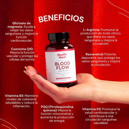 Blood Flow con PQQ y Coq10 Suplemento Circulación Sanguínea | Salud Cardiovascular