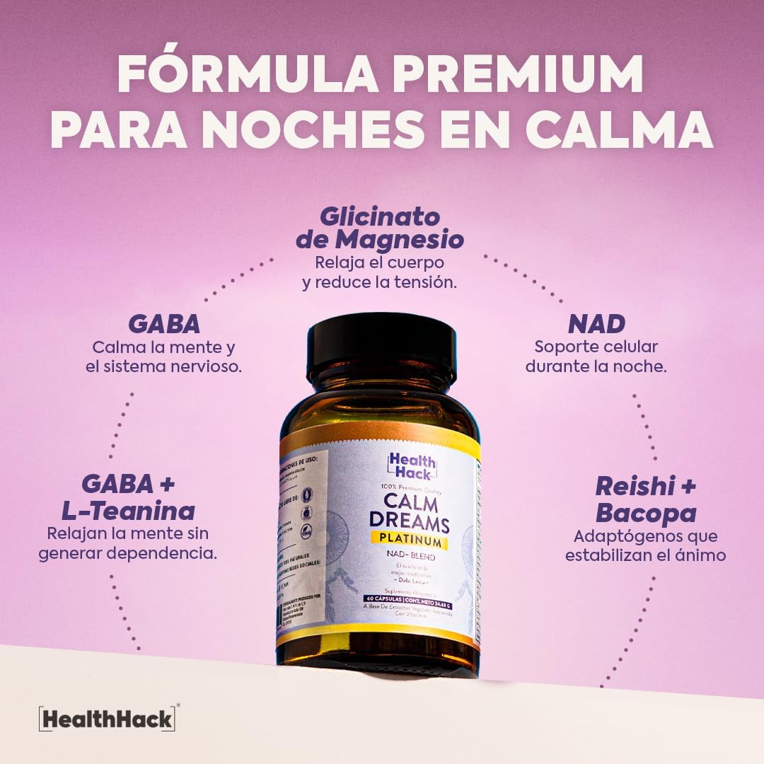 Calm Dreams Platinum | Relajación Nocturna sin Melatonina Vegana y Natural