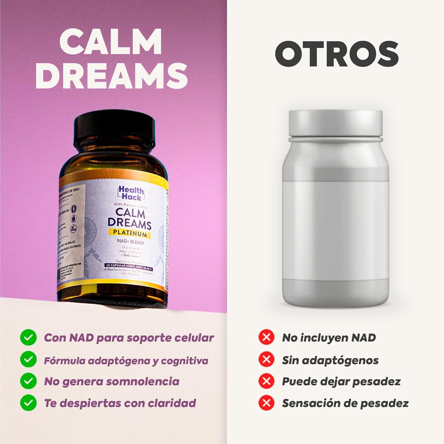Calm Dreams Platinum | Relajación Nocturna sin Melatonina Vegana y Natural