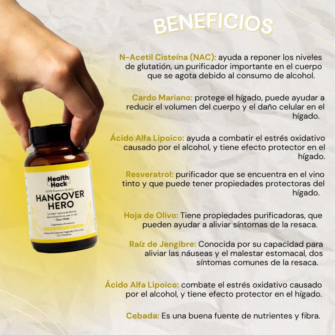 Hangover Hero Alivio de Resaca Avanzado | Recupera tu Energía y Bienestar Después de una Noche de Fiesta