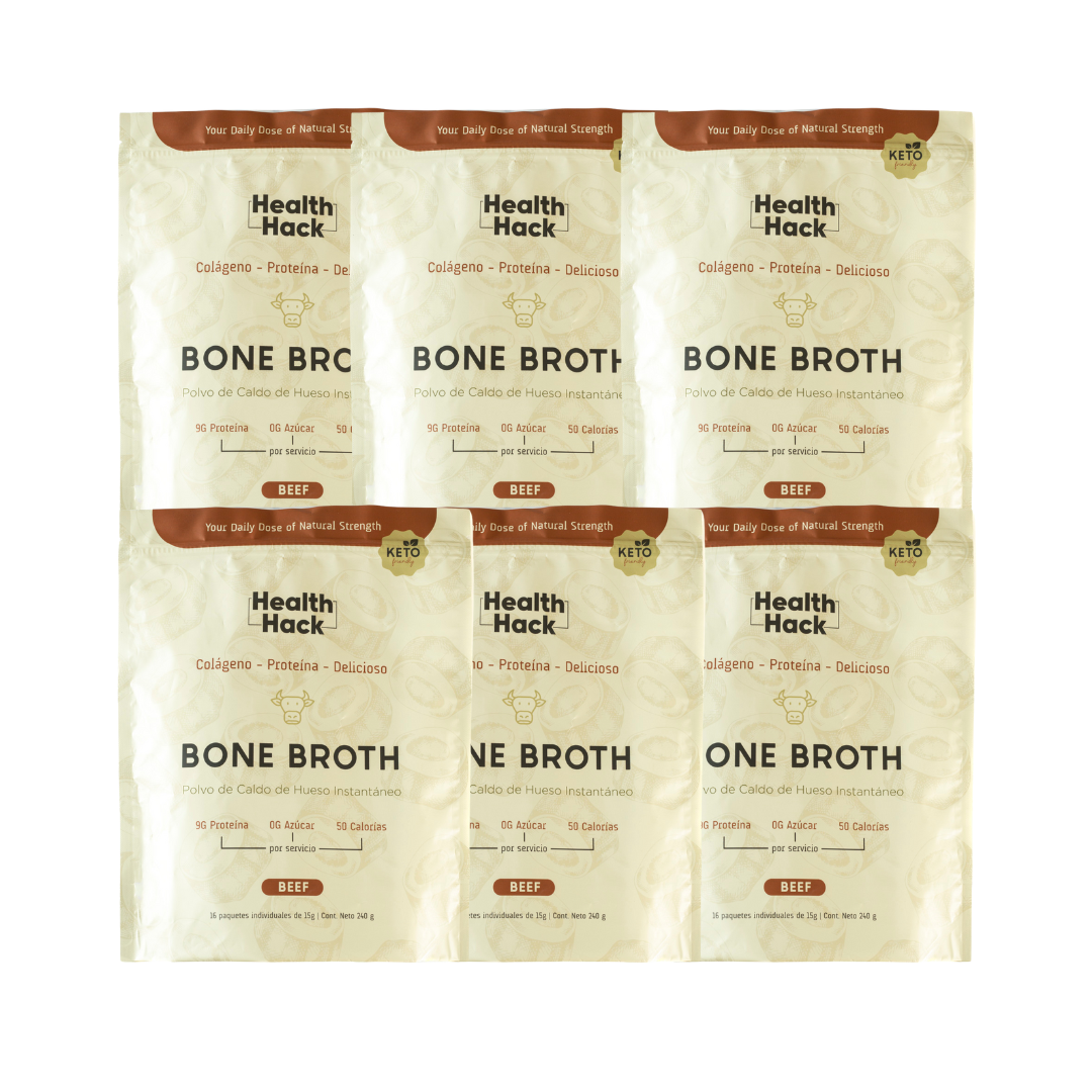 6 Pack - Caldo de Hueso Instantáneo en Polvo Delicioso Bone Broth