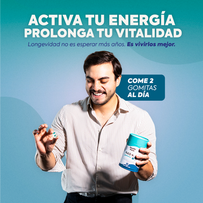 NAD+ Resveratrol 180 o 60 Gomitas | Nicotinamida Ribosa, Resveratrol, Coenzima Q10 y Más | Energia Celular y Longevidad