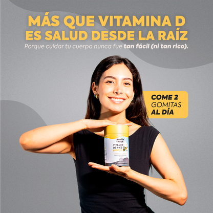 Vitamina D3 400 UI + K2 Aceite de Coco | 180 Gomitas Veganas para 3 Meses | Con Citrato de Magnesio, Coenzima Q10 y Vitaminas Liposolubles