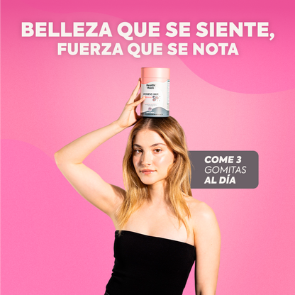 Womens Hair 180 o 60 Gomitas| Cabello, Piel y Uñas | Colageno Hidrolizado, NAC, MSM, L-Cisteina, Amla, Acido Hialuronico, Zinc
