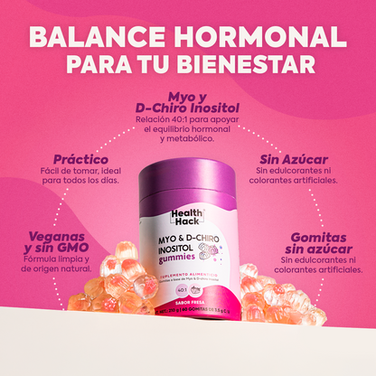 Health Hack Myo y D-Chiro Inositol Ratio 40:1 en Gomitas | 180 o 60 Gomitas
