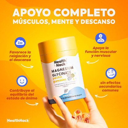 Glicinato de Magnesio en Gomitas 410 mg - 180 Gomitas para 3 meses - Sin Azúcar