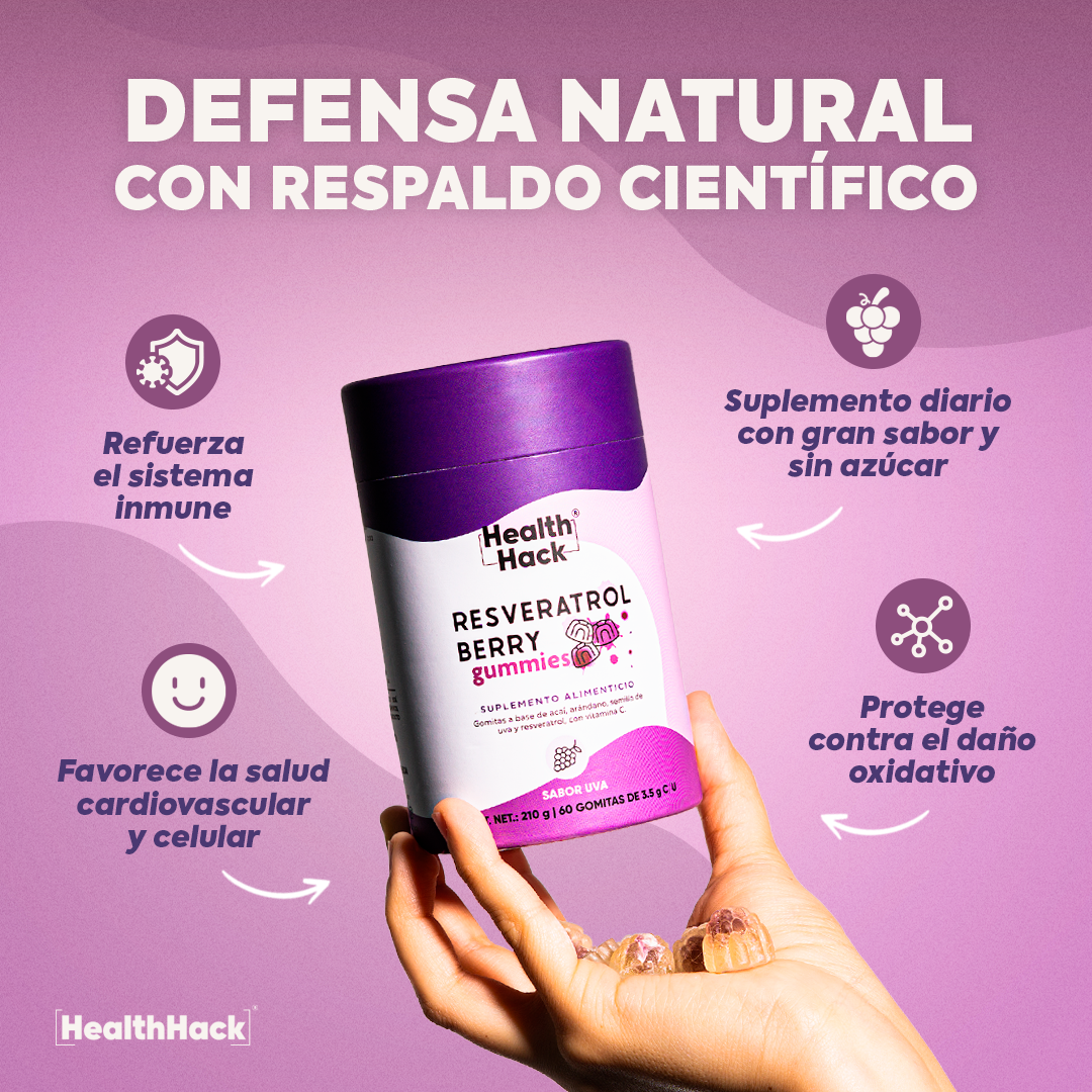 Health Hack Resveratrol en Gomitas | 180 o 60 Gomitas I  Antioxidantes
