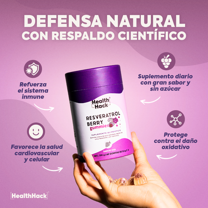 Health Hack Resveratrol en Gomitas | 180 o 60 Gomitas I  Antioxidantes