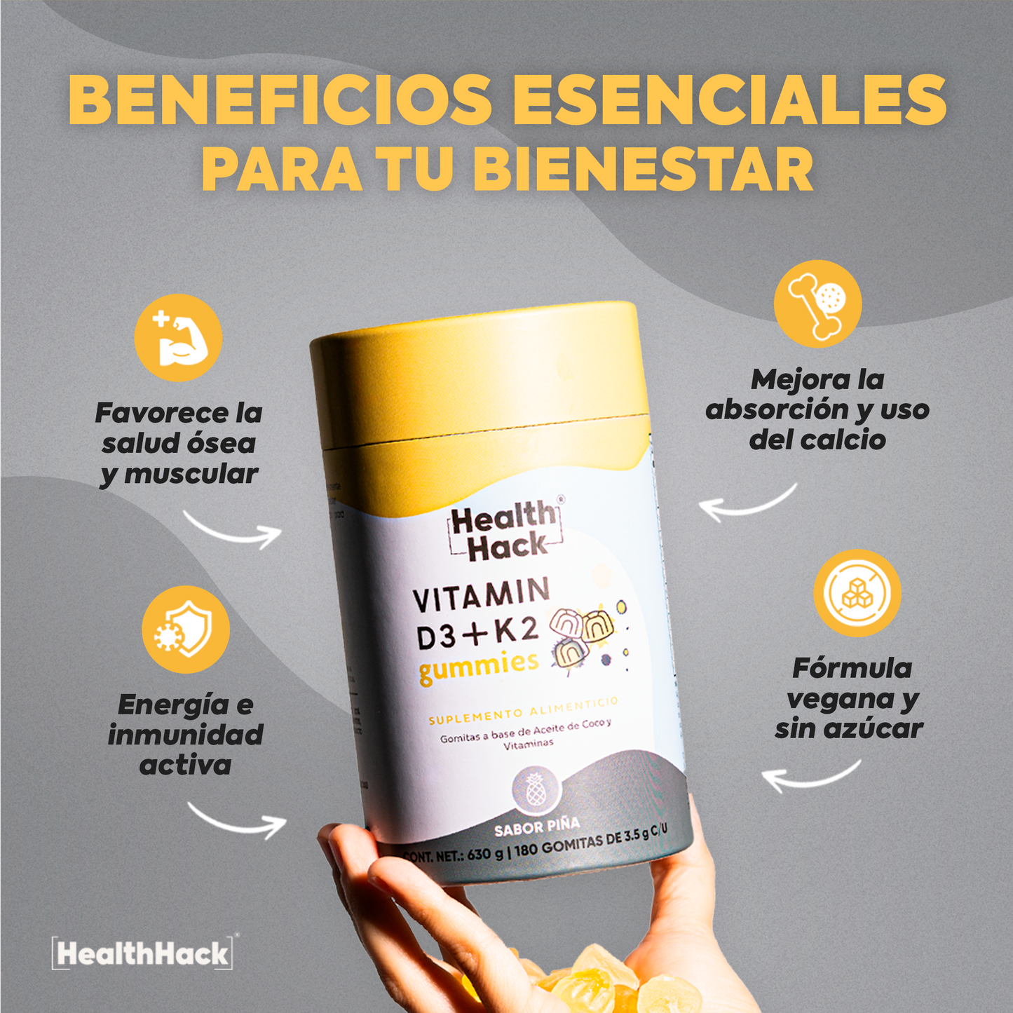 Gut & Glow Gummy Kit 120 Billion Probiotics, Vitamina D3 + K2 y Citrato de Magnesio