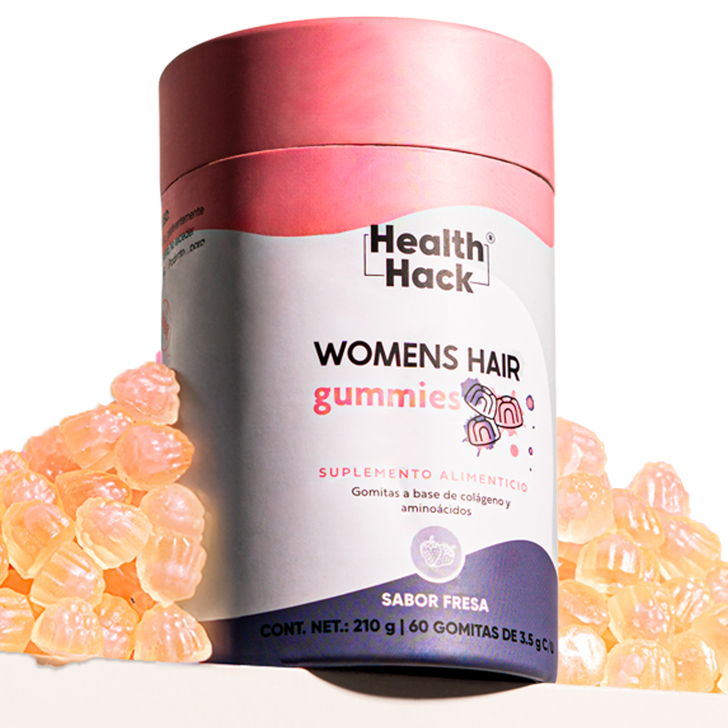 Womens Hair 180 o 60 Gomitas| Cabello, Piel y Uñas | Colageno Hidrolizado, NAC, MSM, L-Cisteina, Amla, Acido Hialuronico, Zinc