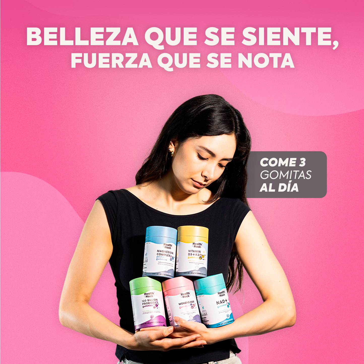 Womens Hair 180 o 60 Gomitas| Cabello, Piel y Uñas | Colageno Hidrolizado, NAC, MSM, L-Cisteina, Amla, Acido Hialuronico, Zinc