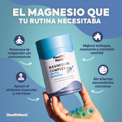 Magnesio Complex en Gomitas | 180 o 60 Gomitas | 6 Formas de Magnesio: Glicinato, Citrato, Treonato, Orotato, Malato y Lactato, Vitamina B6 y D3 | Sin Azúcar