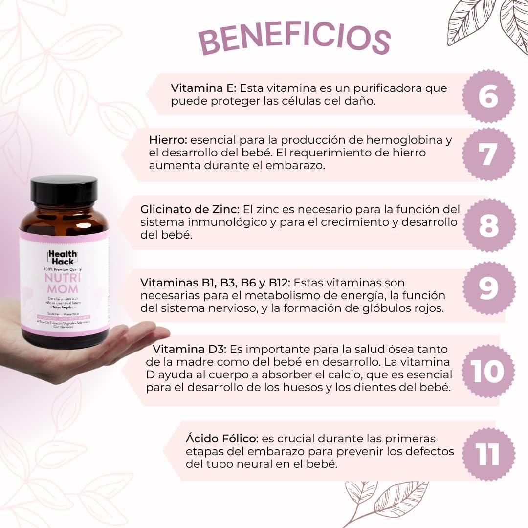 Nutrimom Embarazo y Lactancia | Suplemento Prenatal para Salud Materna y Desarrollo Fetal
