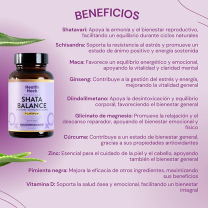 Shata Balance Platinum Energía y Balance Hormonal | Edición Premium Mejorada con Glicinato de Magnesio Zinc y Schisandra