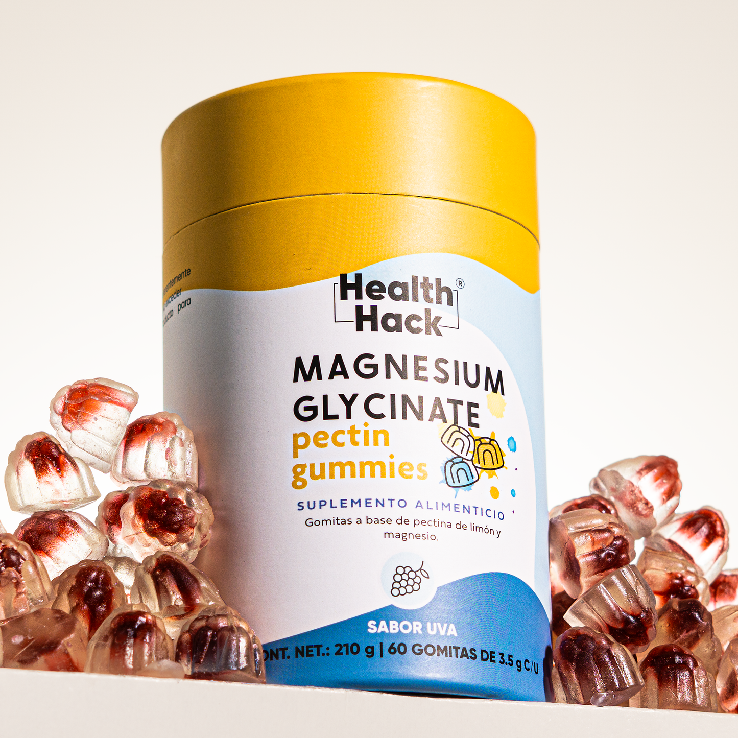 Glicinato de Magnesio en Gomitas 410 mg - 180 Gomitas para 3 meses - Sin Azúcar