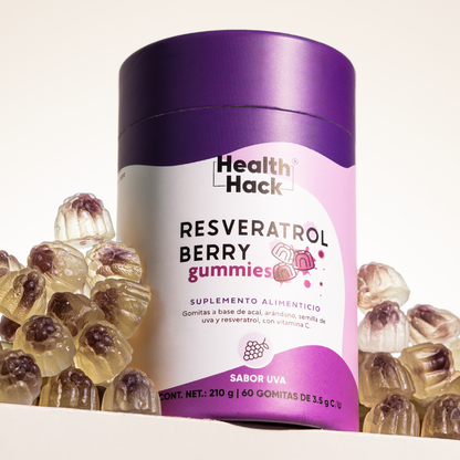Health Hack Resveratrol en Gomitas | 180 o 60 Gomitas I  Antioxidantes