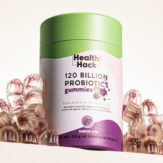120 Billion Probioticos 14 Cepas | 180 Gomitas para 3 Meses | Con Inulina de Agave, Aloe Vera, Enzimas Digestivas y Prebioticos | Sin Azucar