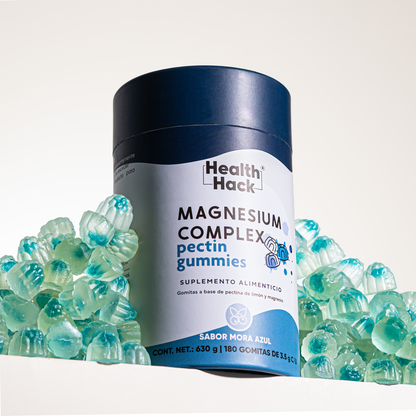 Magnesio Complex en Gomitas | 180 o 60 Gomitas | 6 Formas de Magnesio: Glicinato, Citrato, Treonato, Orotato, Malato y Lactato, Vitamina B6 y D3 | Sin Azúcar