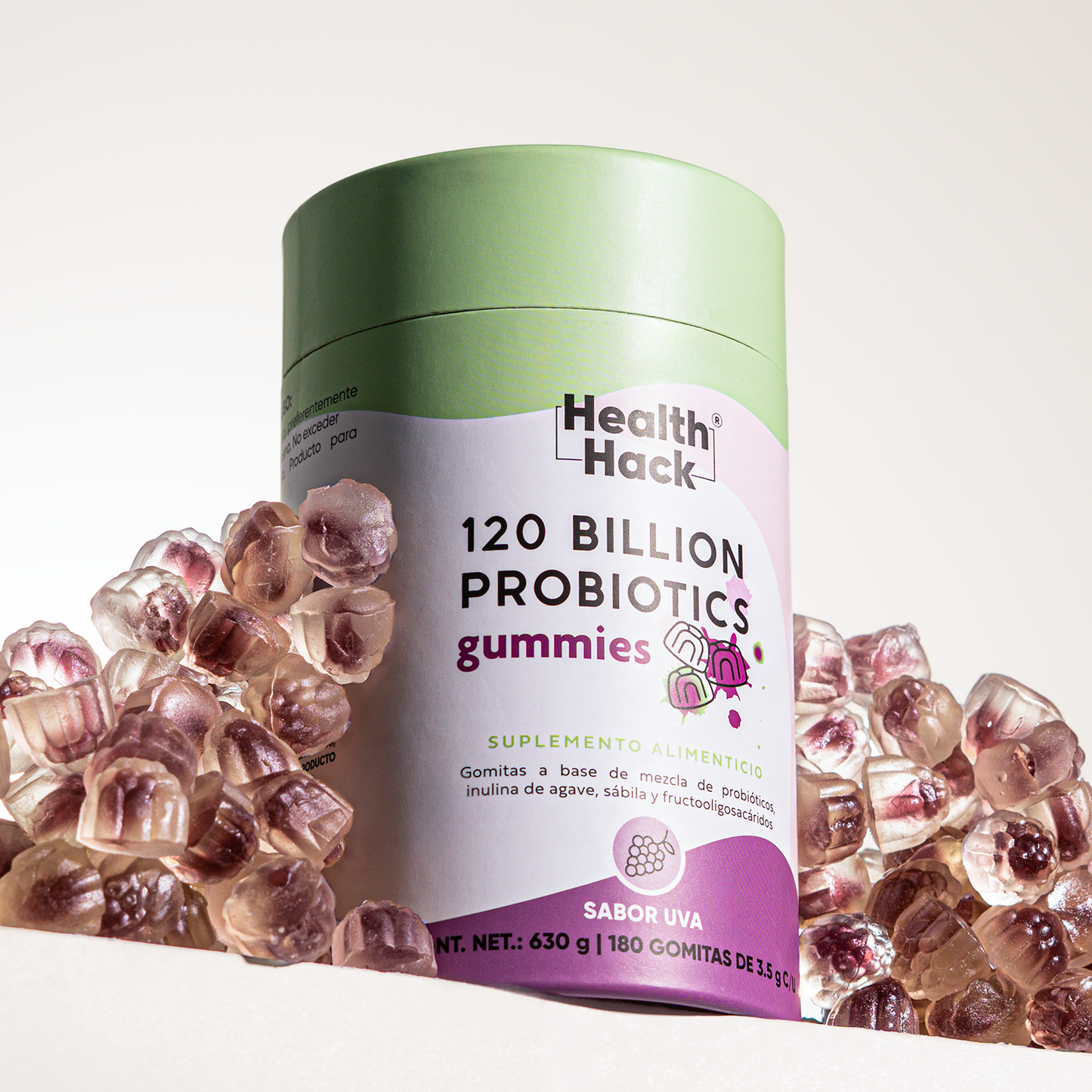 120 Billion Probioticos 14 Cepas | 180 Gomitas para 3 Meses | Con Inulina de Agave, Aloe Vera, Enzimas Digestivas y Prebioticos | Sin Azucar