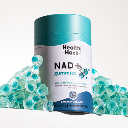 NAD+ Resveratrol 180 o 60 Gomitas | Nicotinamida Ribosa, Resveratrol, Coenzima Q10 y Más | Energia Celular y Longevidad
